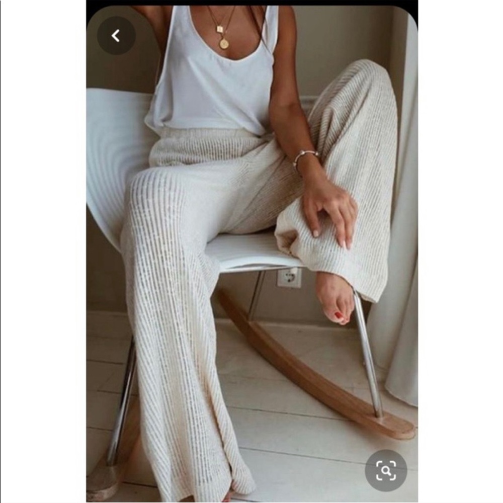 Beige Ribbed Microquilt Soft pants